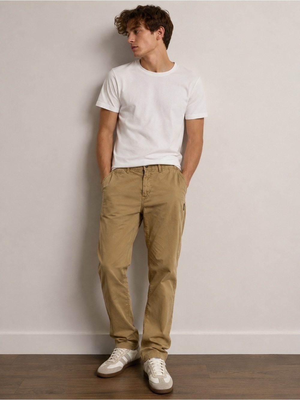 American Eagle Original Straight Khaki Chino Pants Beige Casual Cotton 34x34